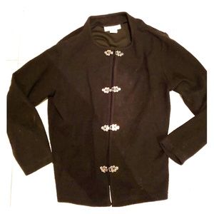 Large Cathy Daniels Black Silver Clasp Knit Jacket